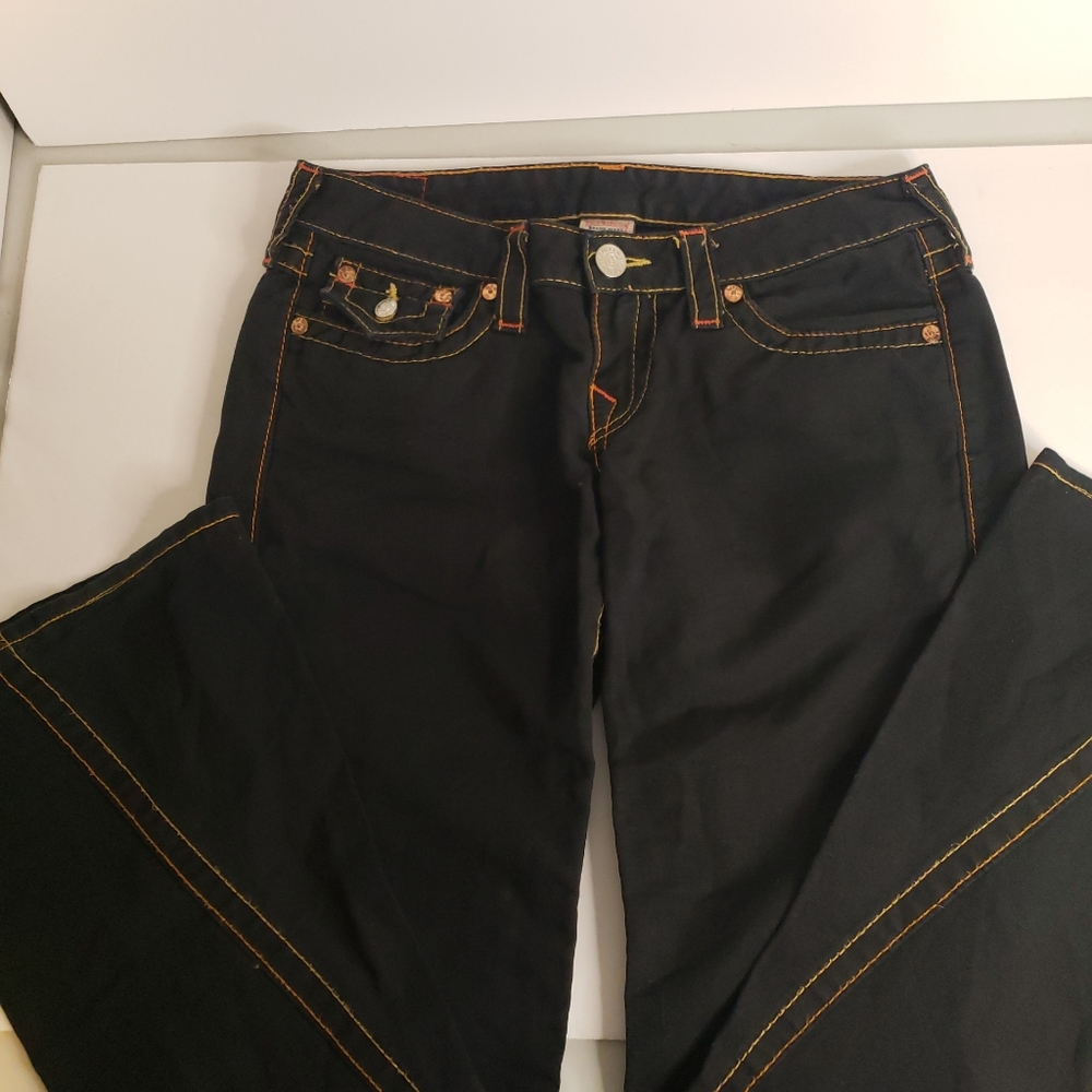 True Religion Joey Flare Leg Black Jeans Women Size 28